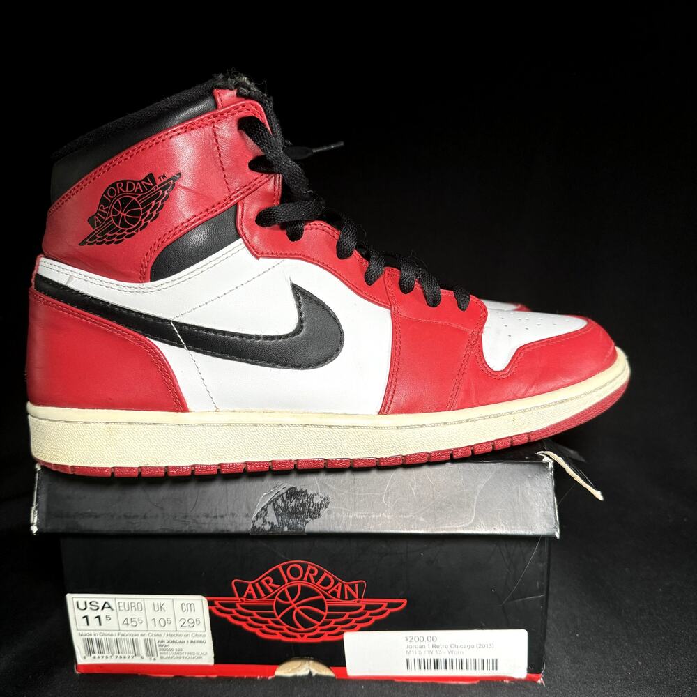 Size 11.5 - Nike Air Jordan 1 Retro High Chicago 2013 Men's Shoes